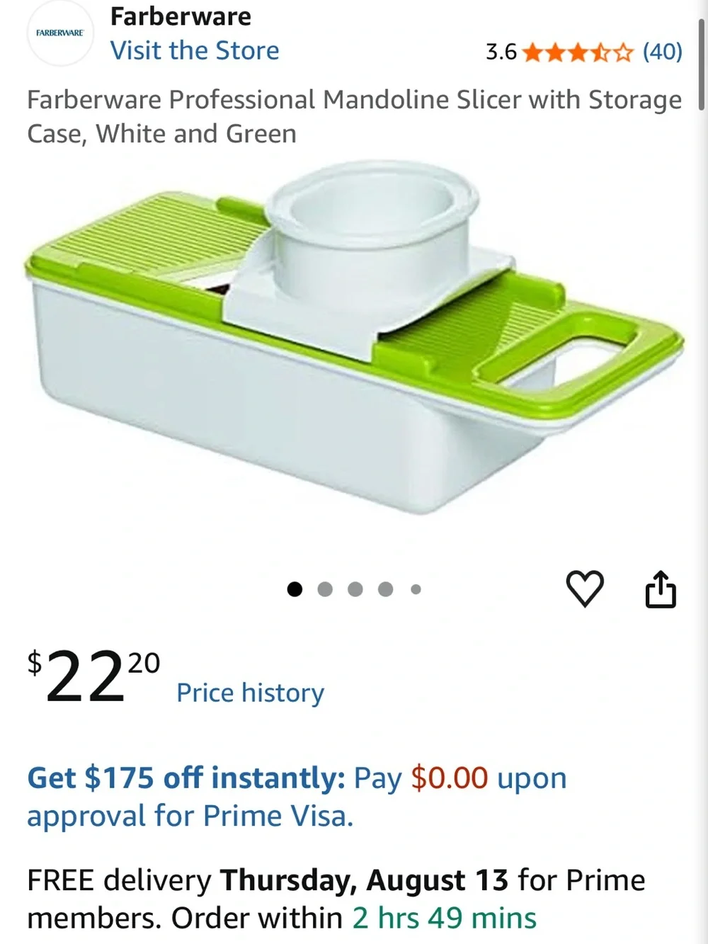 NEW- Farberware Mandoline Slicer With Storage Case